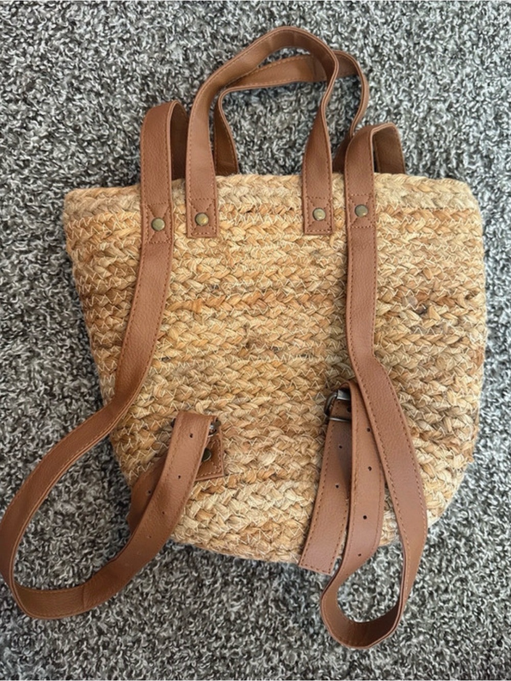 XIX palms woven straw tote backpack convertible boho beach bag